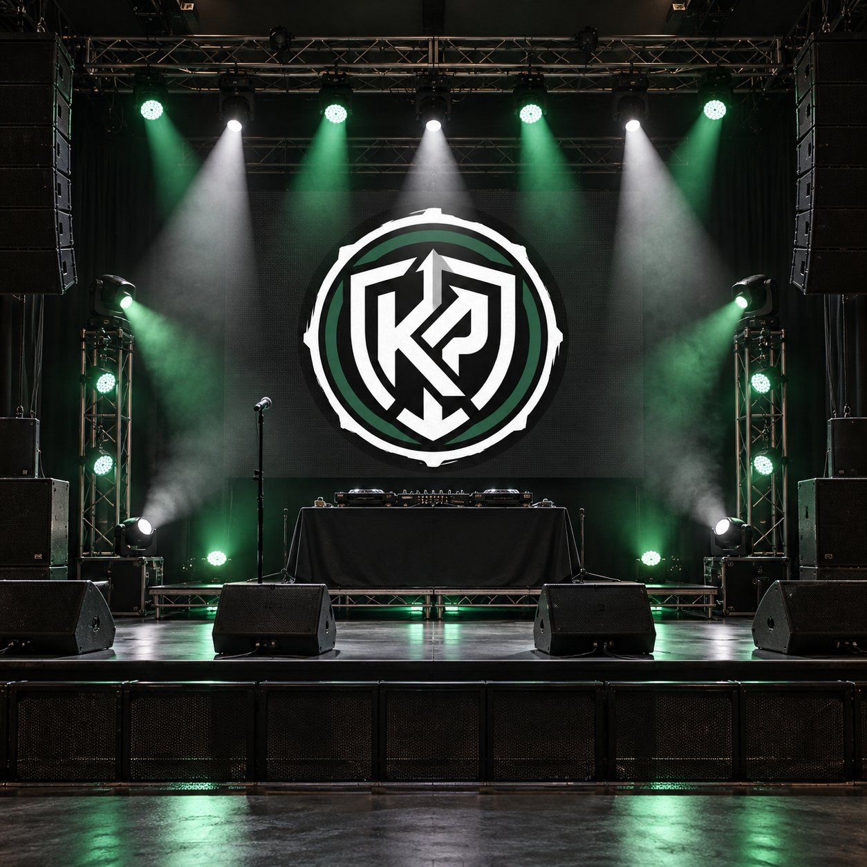Keep The Peace DJ stage with green lights